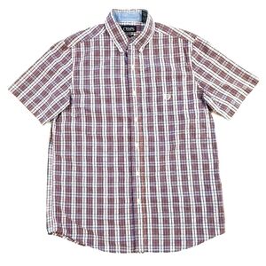 3/$20 Chaps Orange & Blue Plaid Button Up Tee